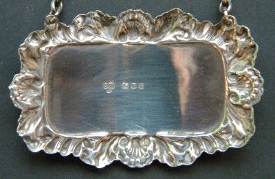 Vander Solid Sterling Silver Decanter Label Presented to C.J.Dace 