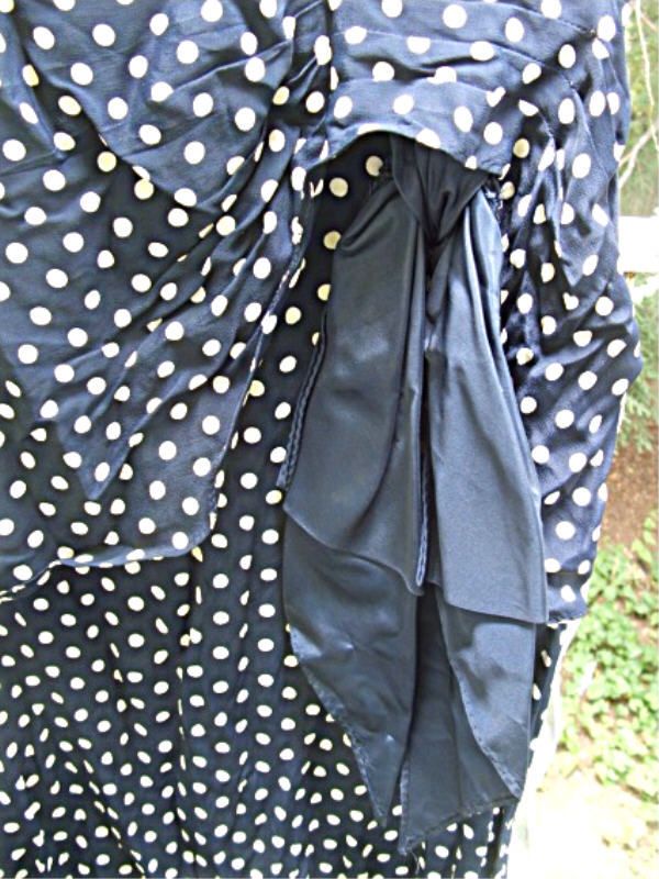 Stunning Vintage 1930s 1940s Polka Dot Dress Peplum  