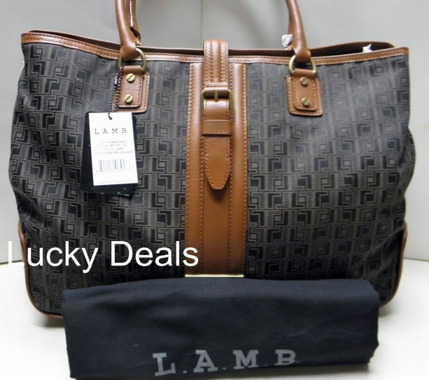 LAMB HAMBLETONIAN SIGNATURE JACQUARD TOTE HANDBAG BAG L.A.M.B brand 