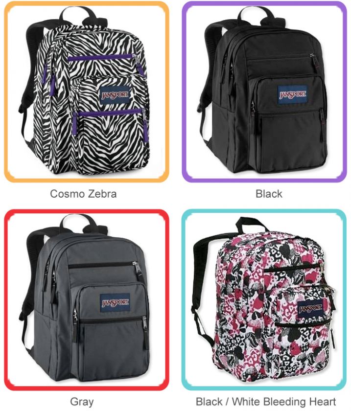 JANSPORT BIG STUDENT BACKPACK SCHOOL BAG   Zebra, Black, Gray, Bk / Wh 