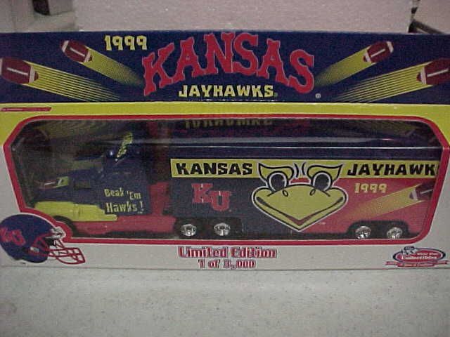   WHITE ROSE COLLECTIBLES KANSAS KU JAYHAWKS TRACTOR TRAILER DIE CAST