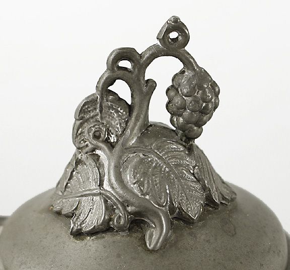 PEWTER GRAPE MOTIF COFFEE/TEAPOTS MOREY & SMITH 1850s  