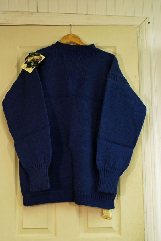   Traditional Guernsey Sweater British Wool Corvette Blue Unisex