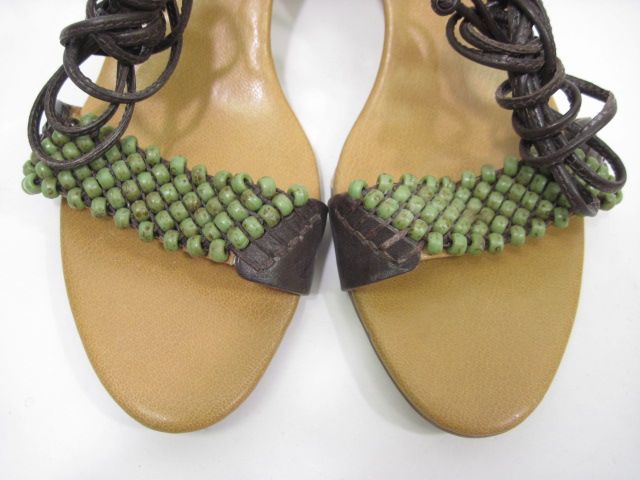 UNISA Brown Cork Beaded Wedges Heels Sz 6  