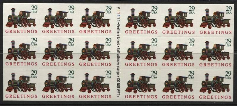 Scotts #2719a CHRISTMAS LOCOMOTIVE UNFOLDED PANE of 18  