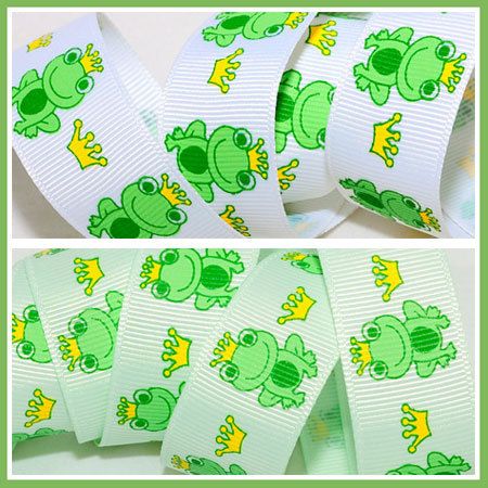 10 YD 7/8 Frog Prince Crown Grosgrain Ribbon U Pick  