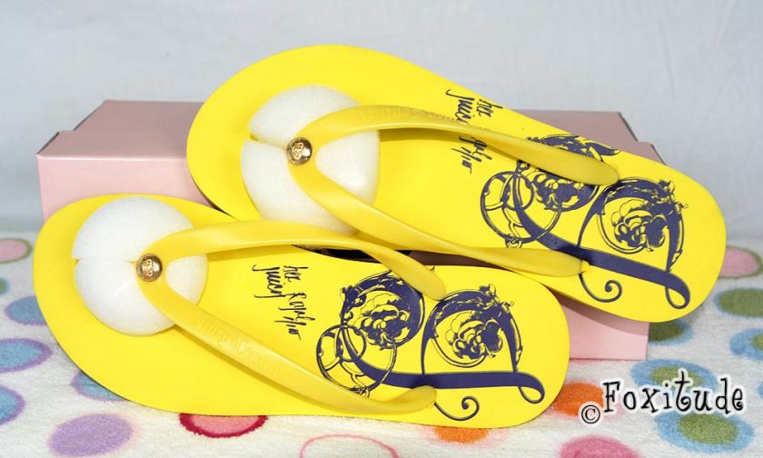 Juicy Couture Helda Flip Flops NIB Yellow Sz 7 765207268997  