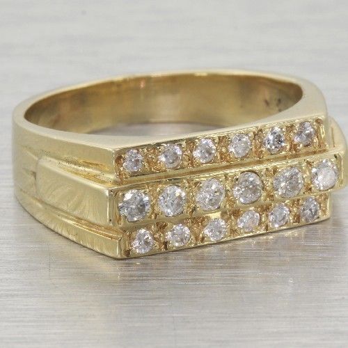 Antique Art Deco 14k Gold Diamond Band Ring Jewelry  