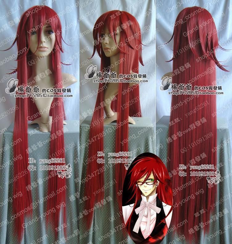   kuroshitsuji Cosplay Long anime Animation Art hair Wig 100CM + hairnet