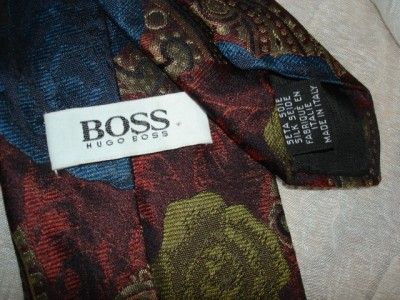 HUGO BOSS IRIDESCENT FLORAL SILK TIE  