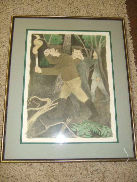 Large S/N Raphael Soyer Lithograph Night Watchman litho  