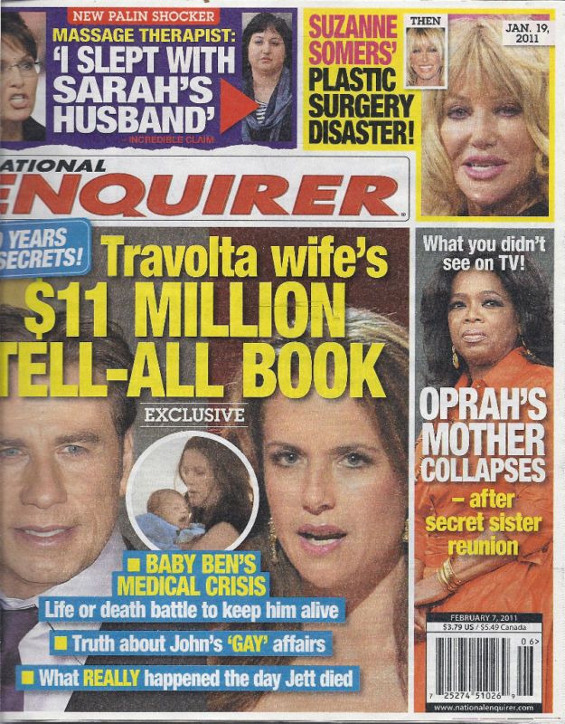 NATIONAL ENQUIRER JOHN TRAVOLTA SUZANNE SOMERS OPRAH  