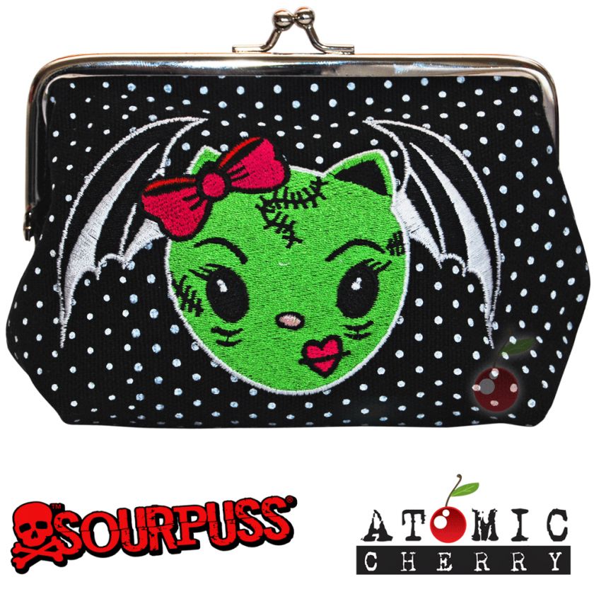 Purse Girly Zombie Bat Polka Dot Rockabilly Punk Gothic Tattoo Pin Up 