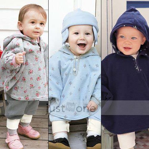 Baby Kids Boy Girl Double side Wear Hoodie Cloak Poncho Cape Mantle 