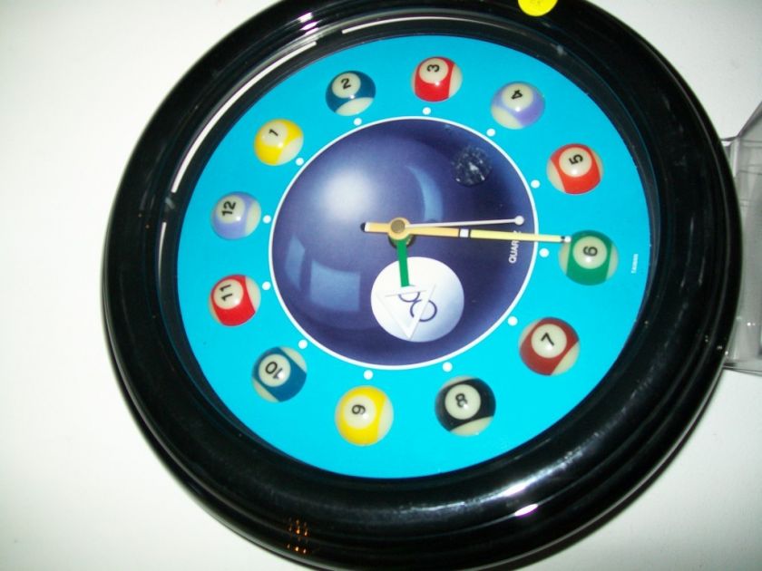 BILLIARDS POOL TABLE ROOM CUE STICK BALL CLOCK DECOR  