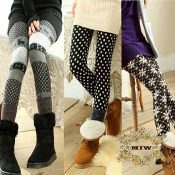 New Fashion Grey Deer Seasonal Pattern Knitting Leggings ONE Sz For XS 