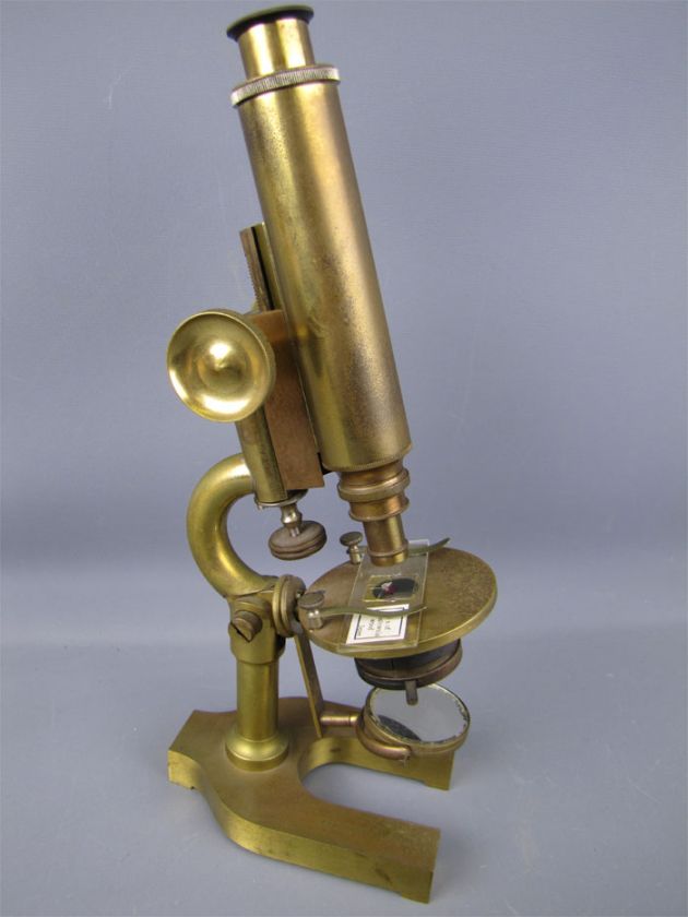 Antique Brass Monocular Microscope E.H. & F.H Tighe  