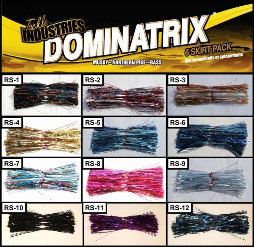   Skirts Coils Bucktails Spinnerbaits Jigs Bass Msuky Muskie Pike  