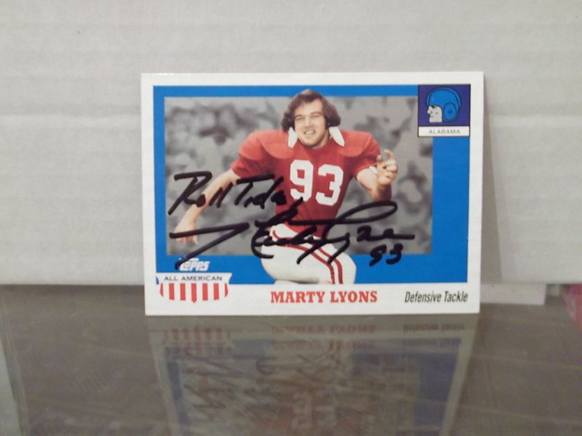 Marty Lyons Alabama Crimson Tide Topps Autod Card  