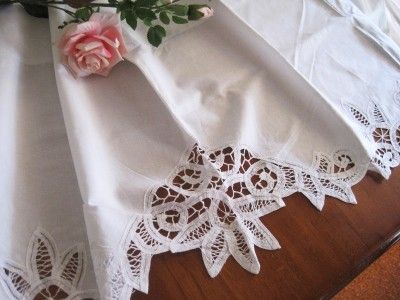 Elegant White Hand Batten Lace Cotton Café Curtain Trim  