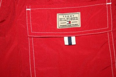 TOMMY HILFIGER Mens Red XL Swim Shorts Trunks Suit Mint Condition 