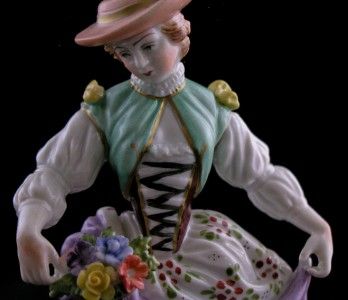   PORCELAIN FIGURINE DRESDEN CARL THIEME SAXONIAN VICTORIAN LADY  