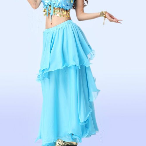 Hot Bright Beautiful and Charming Belly Dance Spiral Skirt Lake 