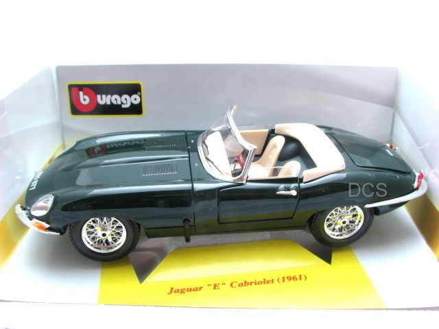 Bburago 1961 Jaguar E Coupe Cabriolet Green 1/18 Diecast Car  