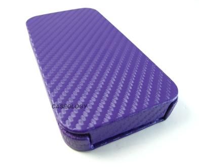 PURPLE CARBON FIBER FABRIC FLIP CASE COVER APPLE IPHONE 4 4s PHONE 