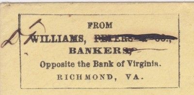   , Opposite the Bank of Virginia., RICHMOND, VA. on yellow cover