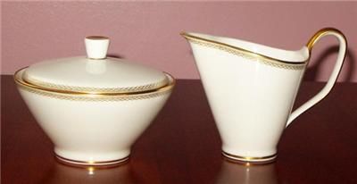 ROSENTHAL CREAMER SUGAR BOWL BETTINA DESIGN GOLD TRIM  