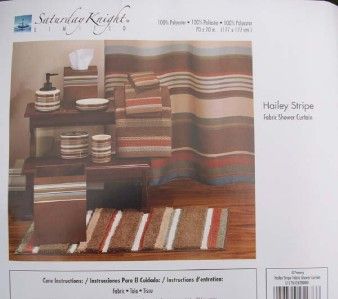 NEW $50 Bath Shower Curtain HAILEY STRIPE Horizontal Fabric Earth 