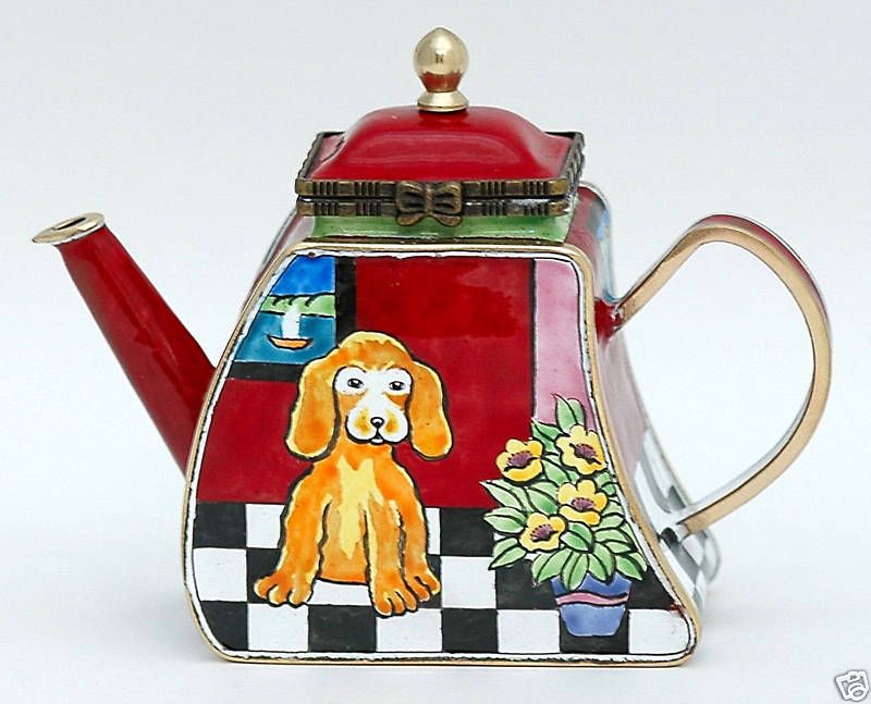 KELVIN CHEN Enamel Mini Teapot   Cocker Spaniel Dog  