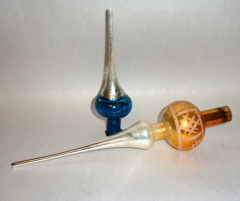 VINTAGE BLOWN GLASS XMAS TREE TOPPER ORNAMENTS  