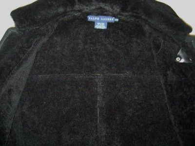 NEW Ralph Lauren Blue Label BLACK SHEARLING Coat ~Lobster Claw Closure 