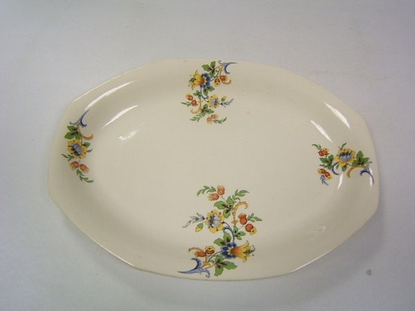 Homer Laughlin Platter Ivory Yellow Green Blue Flower  