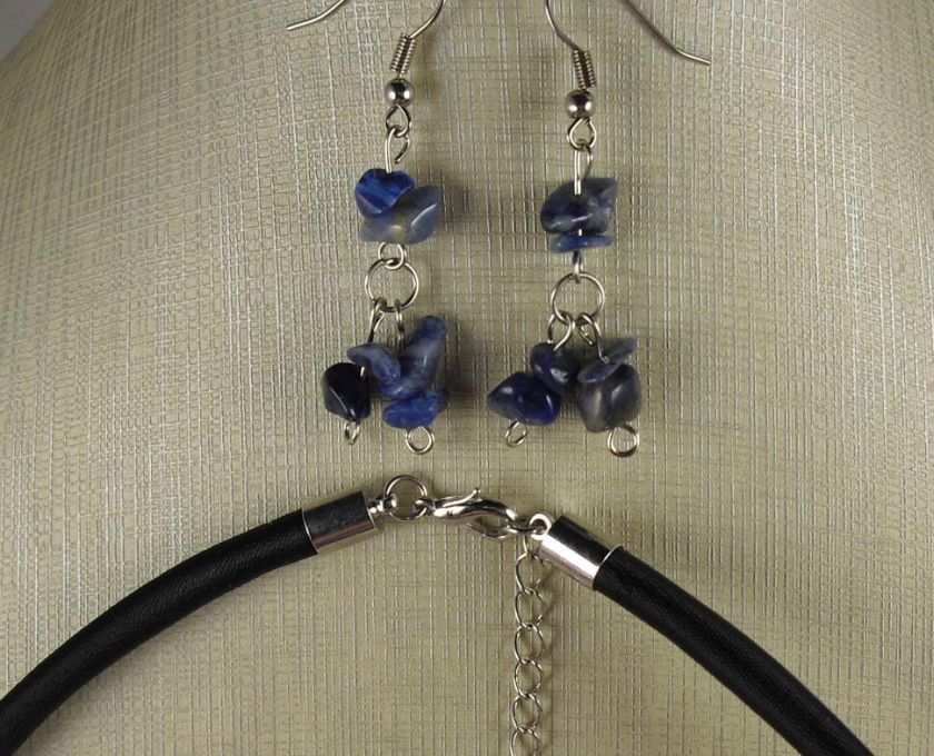 BOLD LOOK Sodalite gem stone necklace/earring set  