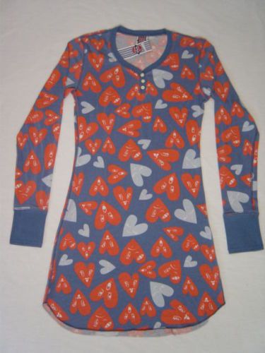 NEW SCANTY BOOBOO HEARTS COTTON HENLEY NIGHT SHIRT S  