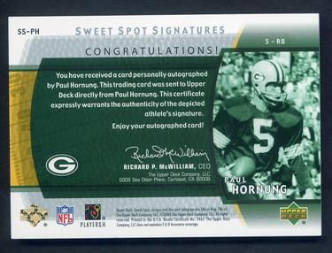 2004 Sweet Spot Signatures Paul Hornung Auto SP  