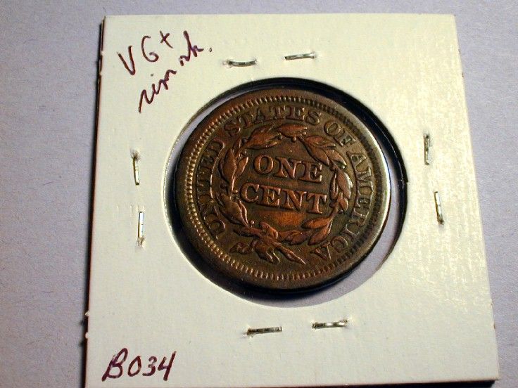 Braided Hair Large Cent 1851.GradeVery Good+.*Problemrim nick.