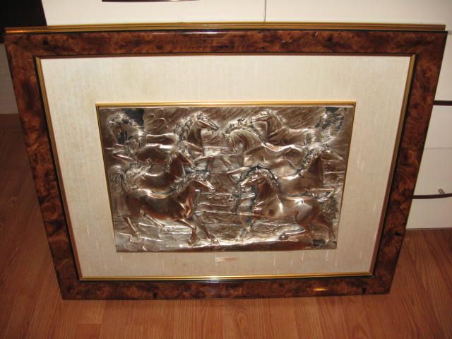 Ottaviani 800 SILVER Italian Relief Art   Horses  