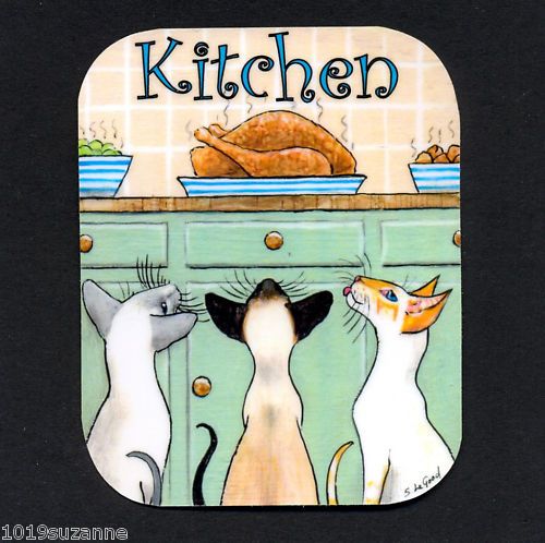 COMIC SIAMESE CAT PAINTING KITCHEN SIGN SUZANNE LE GOOD  