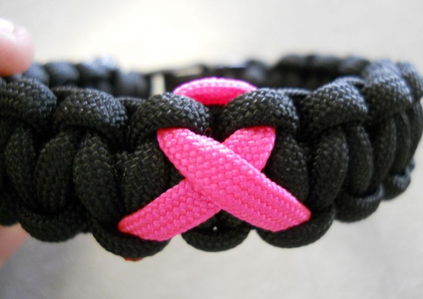 PARACORD BRACELET ~BREAST CANCER AWARENESS~ ((NEON PINK RIBBON 