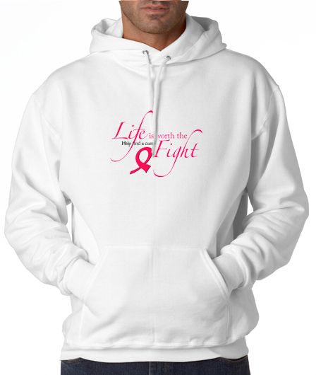 Life Worth Fight Breast Cancer 50/50 Pullover Hoodie  