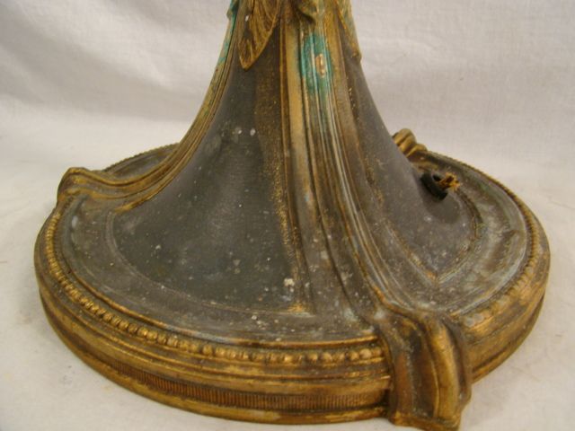 LARGE Antique ART Deco NOUVEAU Cold Painted SPELTER Old CANDELABRA 