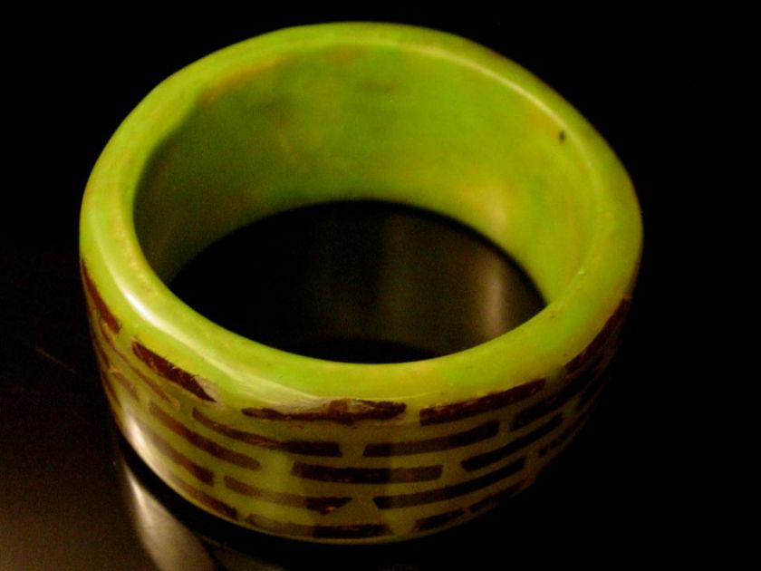 Vtg Marbled Inlay Plastic Resin Bangle Bracelet Wide  