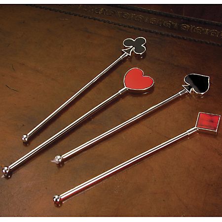 SET OF 4 CARD SUITE STIRRERS  