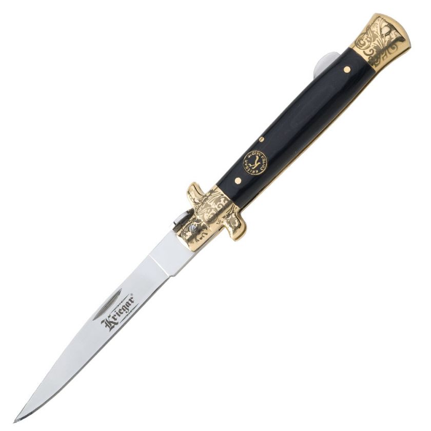   Stiletto Style Folding Pocket Knife   BLACK Stilleto Knives  