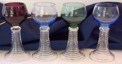 Delicate Antique German Glass Roemers Rummers Cordials  