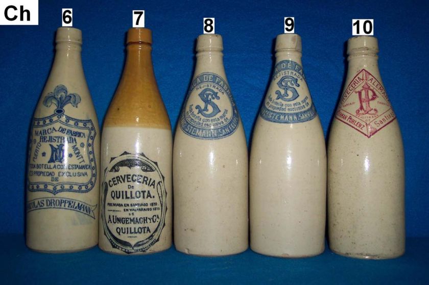 COLLECTION 49 POTTERY CHILE BEER BOTTLES STONEWARE  